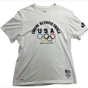 Nike Eugene Olympic Trials 2008 USA Hayward Field White T-Shirt Mens Medium